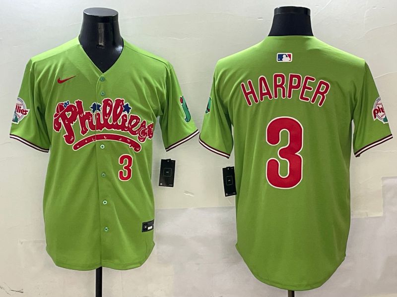 Men Philadelphia Phillies #3 Harper Green Five generations Nike 2025 MLB Jersey style 5->houston astros->MLB Jersey